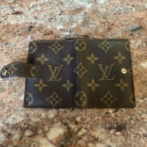 Monogram brown Louis Vuitton button strap credit card holder